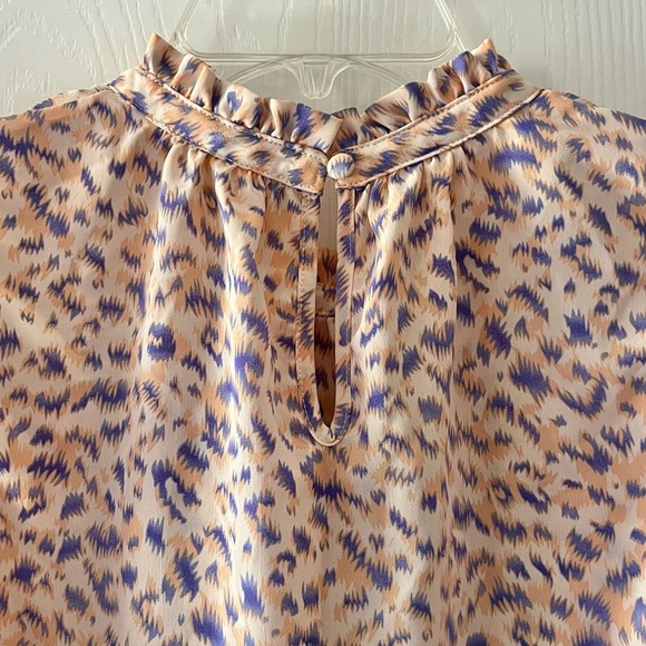 THML Sheer Pink and Purple Ruffle Sleeve Blouse - Picture 6 of 10